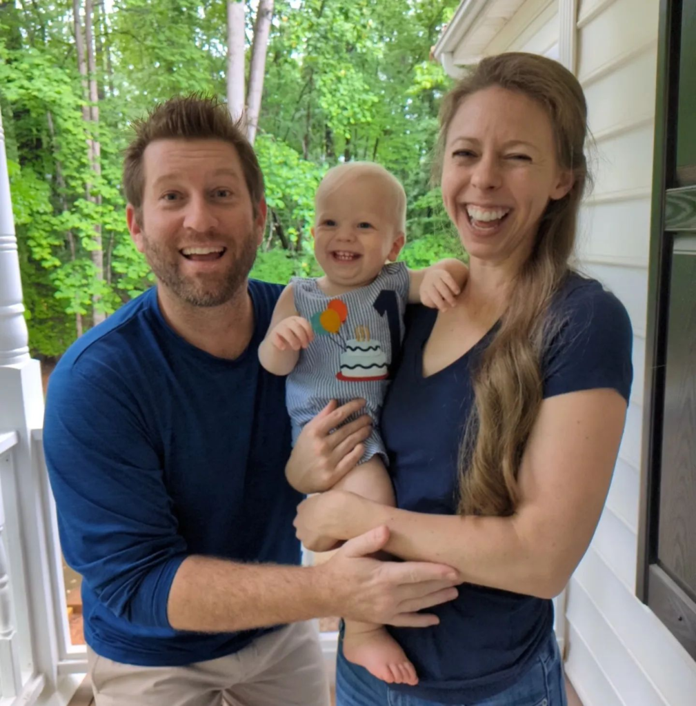 Adam stone  pickleball player with his wife and his kid